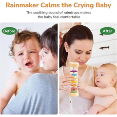 WonderGarden Ống tạo âm thanh tiếng mưa bằng gỗ xoay hạt, đồ chơi cảm thụ âm nhạc cho bé