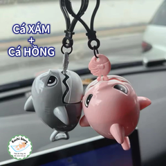 Móc khoá cá mập cắn cáp có dây cót hottrend, đồ chơi độc lạ, móc khoá cá mập cắn dây sáng tạo