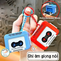 Móc khoá ghi âm, máy ghi âm mini retro có thể ghi âm 15-20 giây, Móc Khóa Máy Cassette Phát Nhạc