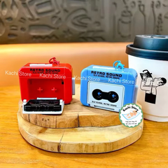 Móc khoá ghi âm, máy ghi âm mini retro có thể ghi âm 15-20 giây, Móc Khóa Máy Cassette Phát Nhạc