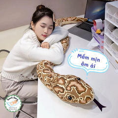 Rắn nhồi bông khổng lồ mềm mịn, đồ chơi rối tay độc lạ