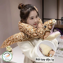 Rắn nhồi bông khổng lồ mềm mịn, đồ chơi rối tay độc lạ
