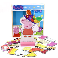 Đồ chơi ghép hình nam châm thay trang phục cho Heo Peppa hộp gỗ 25 chi tiết nam châm