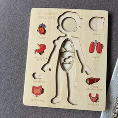 Montessori Đồ Chơi Gỗ Ghép Hình Trò Chơi Giải Phẫu Cơ Thể Con Người Human Body Structure Puzzle