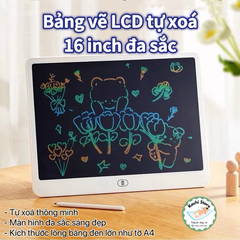 16inch Bảng Vẽ LCD Tự Xóa Điện Tử Đa Sắc Thông Minh Cho Bé, Bảng Onshine Màn Hình LCD