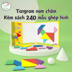 240 câu đố - Đồ chơi Xếp hình xốp nam châm Tangram travel 240 câu đố có kèm sách - Đồ chơi giáo dục montessori cho bé