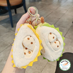 Móc khoá đồ chơi Sầu Riêng nhồi bông múi rời, đồ chơi giảm căng thẳng, quà tặng trang trí dễ thương