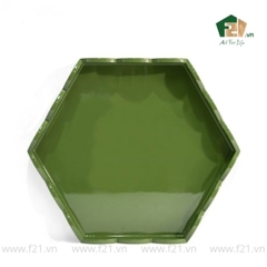 Khay lục giác sơn mài viền lượn sóng