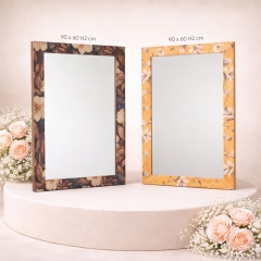 Gương treo chữ nhật sơn mài hoa văn nổi bật