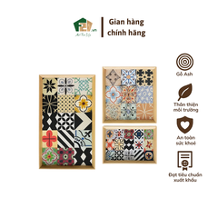 Khay gỗ in họa tiết hoa văn