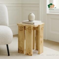 Bàn phụ gỗ burl dạng khối có khe rãnh