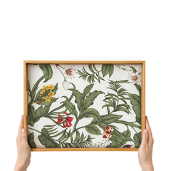 Khay gỗ cao su họa tiết hoa phong lan