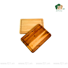 Thớt chữ nhật gỗ tự nhiên bo góc tròn có viền rãnh