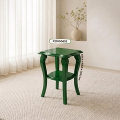 Bàn vuông sơn mài cạnh lượn sóng - 35.5 x 35.5 H53.3 cm - Màu xanh lá