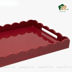 Khay chữ nhật sơn mài viền lượn sóng