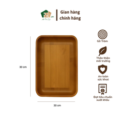 Đĩa Gỗ Hình Chữ Nhật Dày - 35x25 H5 cm