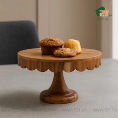 Giá đỡ bánh hình tròn viền lượn sóng gỗ tự nhiên