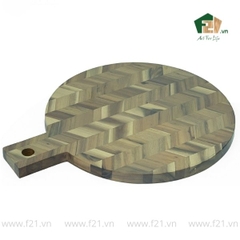 Thớt tròn gỗ tự nhiên họa tiết vân xương cá