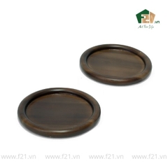 Bộ lót ly gỗ viền nổi bo tròn