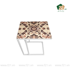 Bàn chữ nhật decor gỗ dáng chữ C nghệ thuật