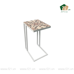 Bàn chữ nhật decor gỗ dáng chữ C nghệ thuật