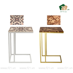 Bàn chữ nhật decor gỗ dáng chữ C nghệ thuật