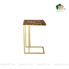 Bàn chữ nhật decor gỗ dáng chữ C nghệ thuật