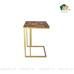 Bàn chữ nhật decor gỗ dáng chữ C nghệ thuật