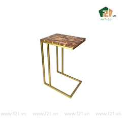 Bàn chữ nhật decor gỗ dáng chữ C nghệ thuật