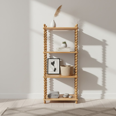 Kệ chữ nhật 4 tầng gỗ với trụ chuỗi oval đẹp mắt