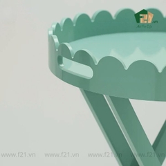 Bàn khay gấp sơn mài viền lượn sóng