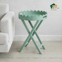 Bàn khay gấp sơn mài viền lượn sóng