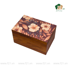 Hộp trang sức gỗ walnut họa tiết hoa mẫu đơn