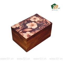 Hộp trang sức gỗ walnut họa tiết hoa mẫu đơn