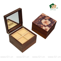 Hộp trang sức gỗ walnut họa tiết hoa mẫu đơn