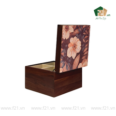 Hộp trang sức gỗ walnut họa tiết hoa mẫu đơn