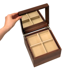 Hộp trang sức gỗ walnut họa tiết hoa mẫu đơn