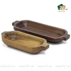 Đĩa chữ nhật gỗ tự nhiên bo góc tròn