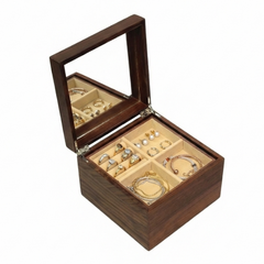 Hộp trang sức gỗ walnut họa tiết hoa mẫu đơn