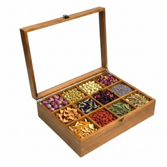 Hộp trà gỗ nắp trong suốt có khóa cài