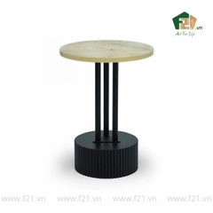 Bàn phụ tròn gỗ burl chân trụ tròn kẻ sọc nổi