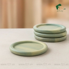 Bộ lót ly gỗ viền nổi bo tròn