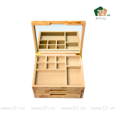 Hộp trang sức chữ nhật 3 tầng vân burl độc đáo - 25.3x20.3 H14 cm