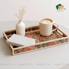 Khay chữ nhật sơn mài họa tiết hoa văn nổi bật