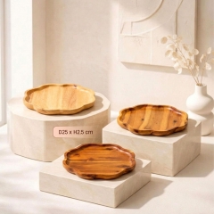 Đĩa hoa gỗ tự nhiên lượn sóng phong cách Pháp cổ điển