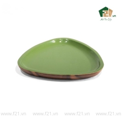 Đĩa hình tam giác cong gỗ tự nhiên có 2 tone màu
