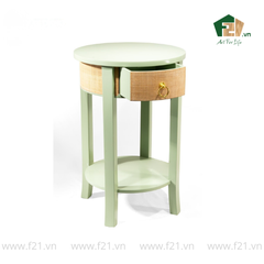 Bàn phụ tròn sơn mài có ngăn kéo