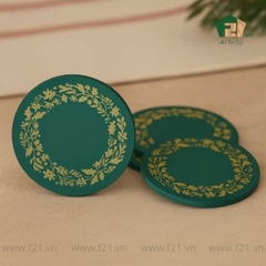 Bộ lót ly sơn mài họa tiết vòng nguyệt quế