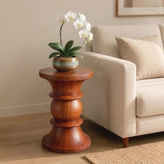 Bàn tròn decor gỗ tự nhiên dáng đồng hồ cát cách điệu