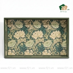 Khay chữ nhật sơn mài họa tiết viền trơn nổi bật